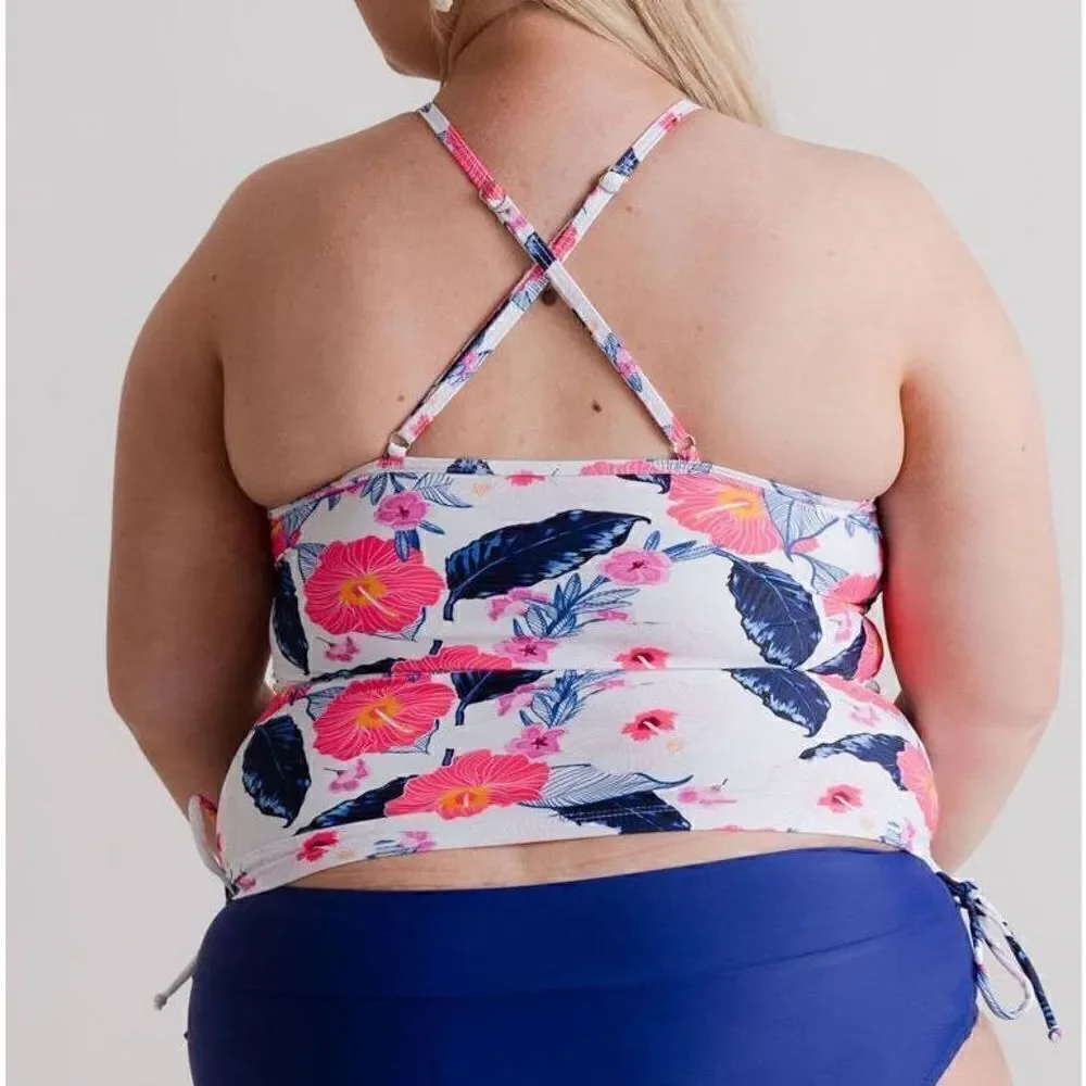 NWT Set Women's Tankini Floral Top & Midrise Brief Bikini Bottom Swimsuit